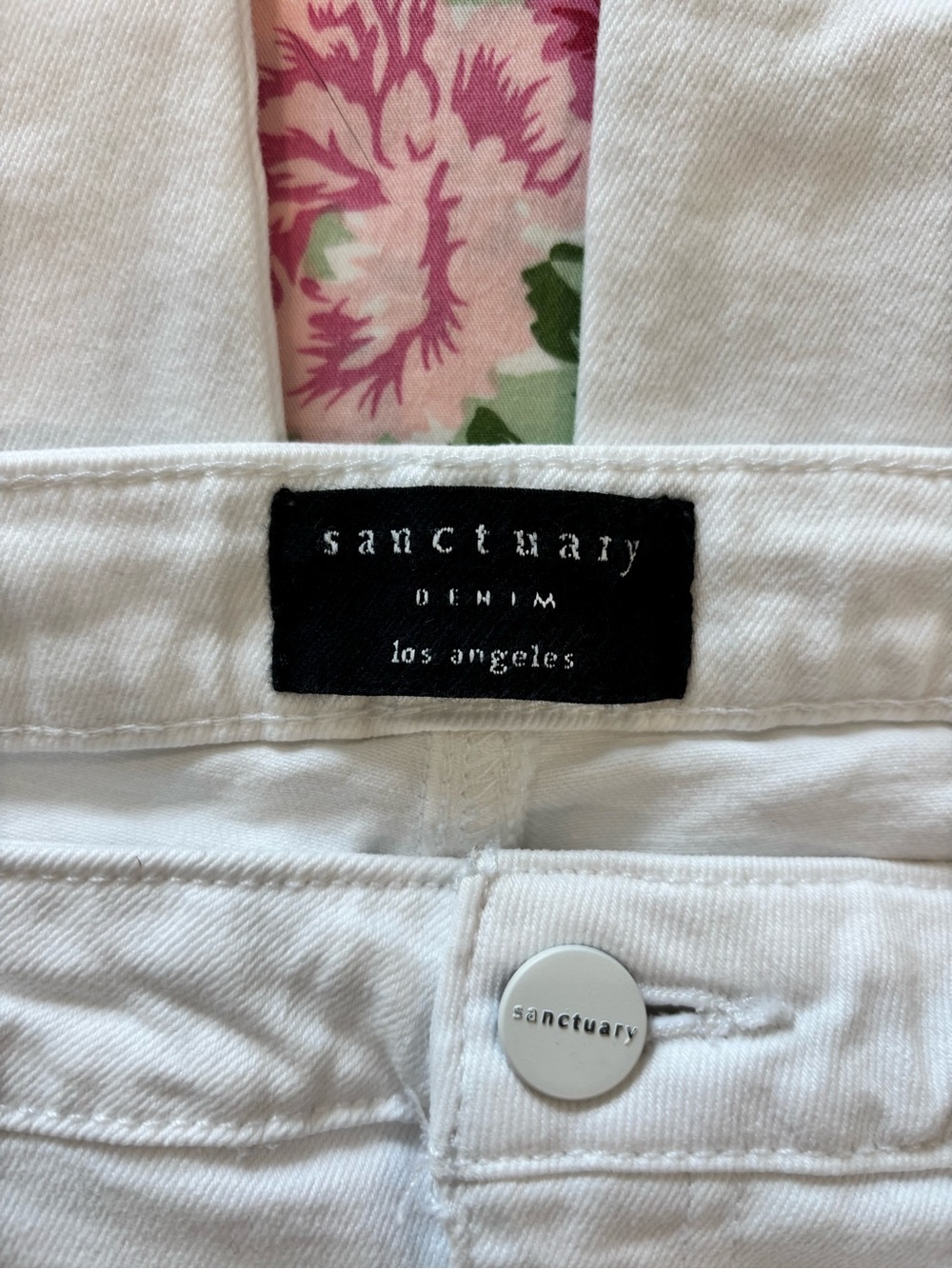 SANCTUARY Sz 30 Modern Straight Crop White Denim Jeans Frayed Ankle - Picture 4 of 10